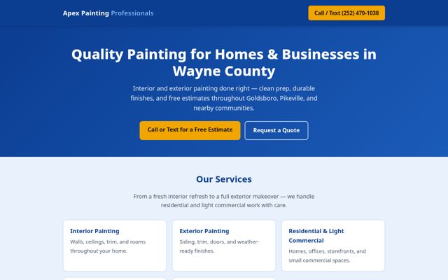 Apex Painting Professionals website